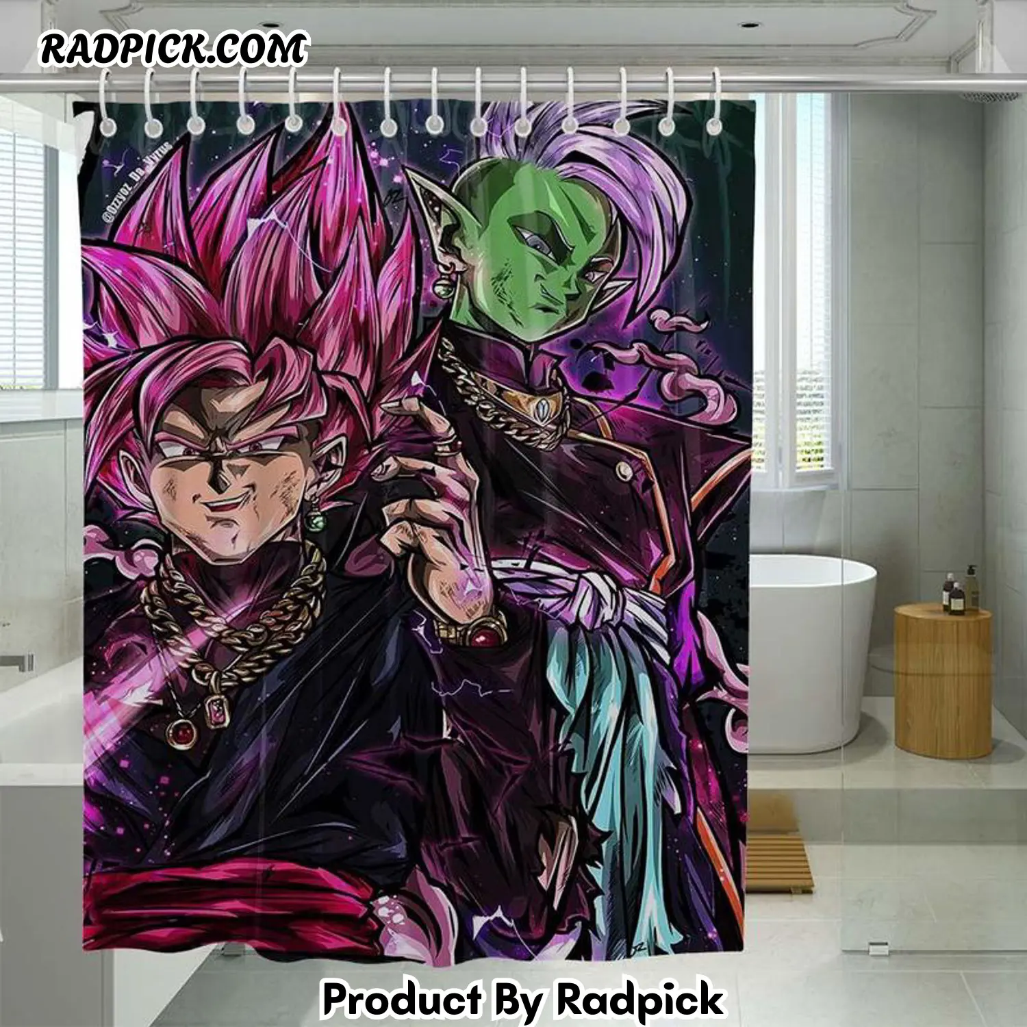 Eyes catching dragonball hypebeast style shower curtain set for bathroom decor best gift for friends rp387939
